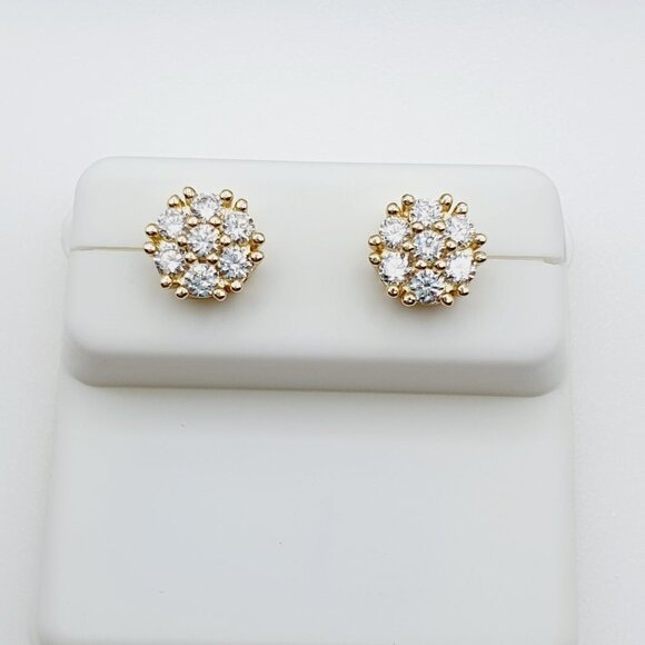 "14K Gold Plated Cubic Zircon Earrings, INUS1BR115 - Picture 3 of 8